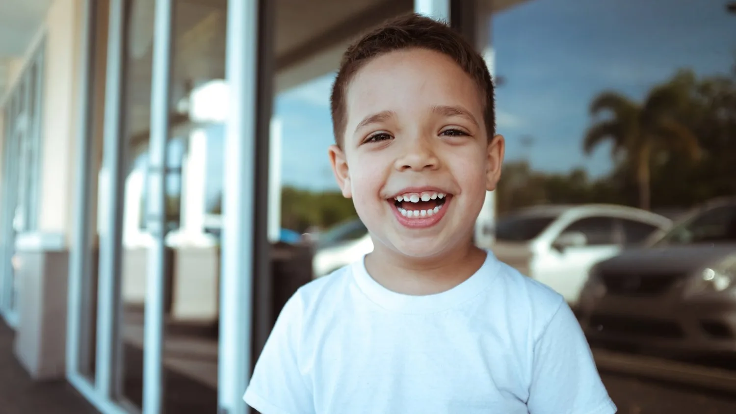 A smiling young boy